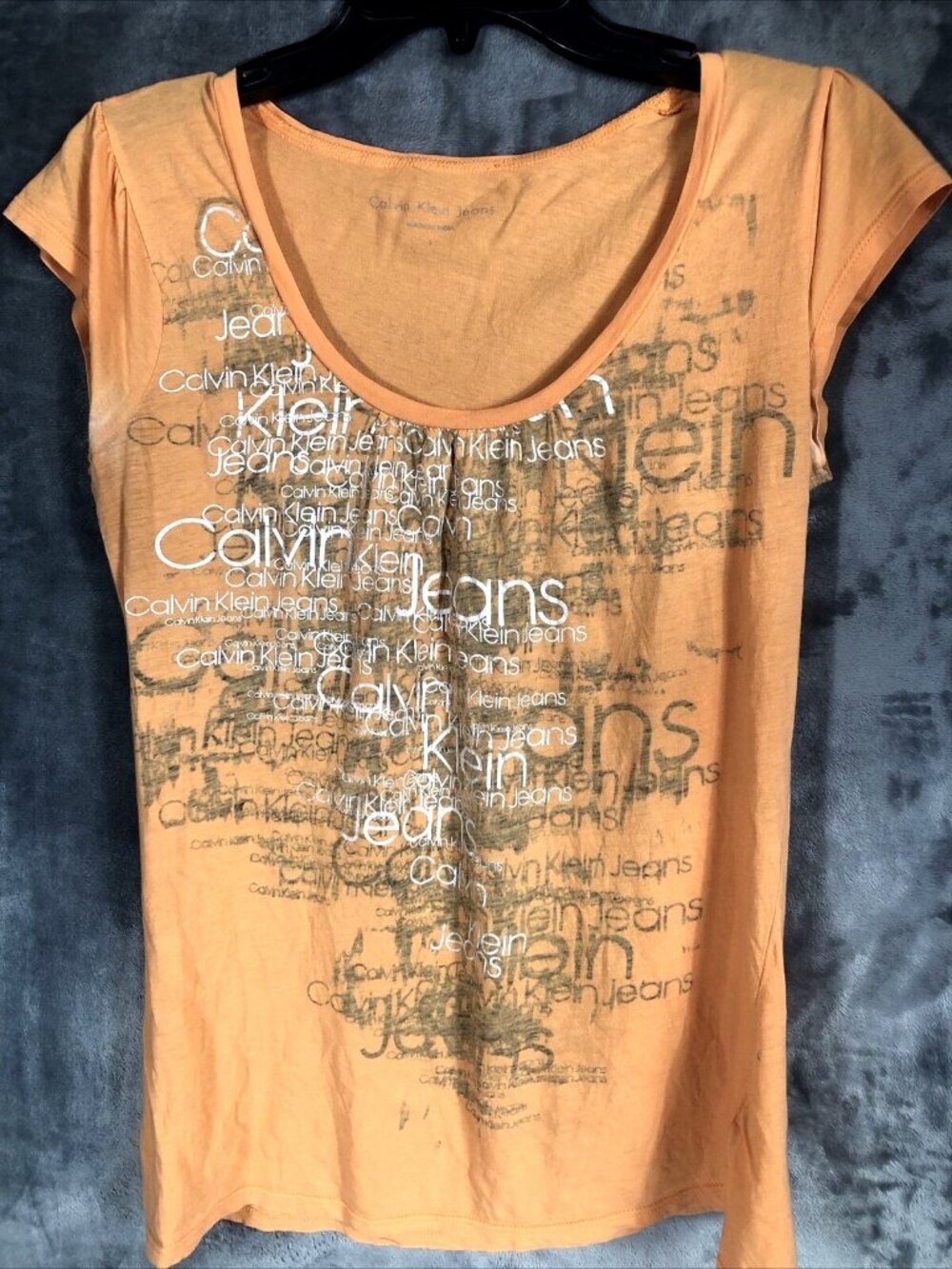 Women’s Calvin Klein Jeans Shirt Orange And Silver Size Adult Small